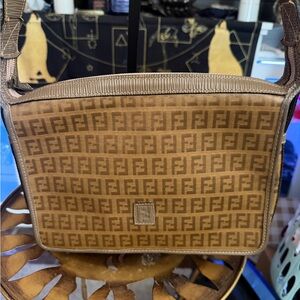Vintage FENDI Brown Zucchino Shoulder Bag